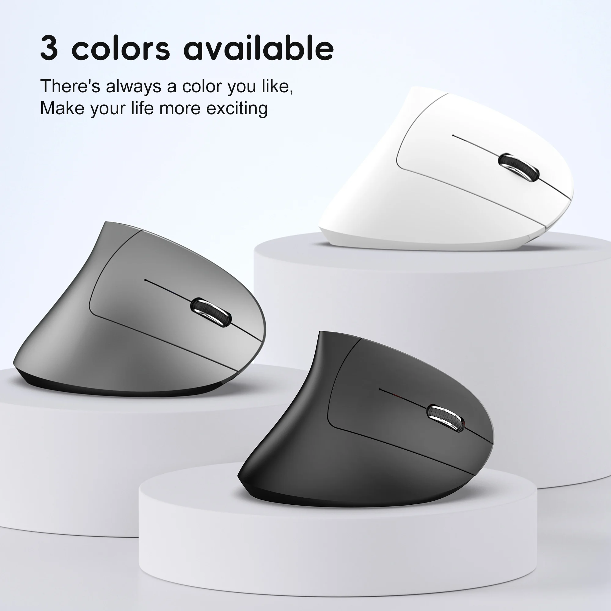 Mouse Desain Ergonomis Mode Ganda Nirkabel Vertikal, Portabel, Cocok untuk Kantor dan Gaming, PC