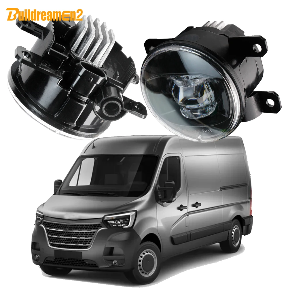 2 X Car LED Lens Fog Light Assembly H11 30W Adjustable External Fog Lamp DRL For Renault Master 3/III 2020 2021 2022 2023