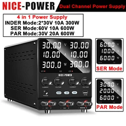 30V 20A Dual Switching Power Supply 220V to 12V DC Voltage Stabilizer 3 Modes INDEP/SER/PAR 48V Dual-Channel Regulator Source