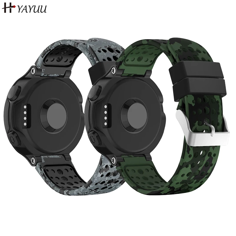 สายนาฬิกาข้อมือซิลิโคนสำหรับ Garmin Forerunner 220/230/235/620/630/735XT, สายอะไหล่สร้อยข้อมือโลหะหัวเข็มขัด