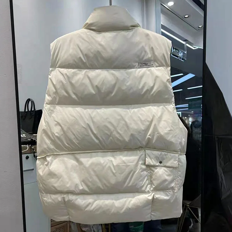 Warm Women Winter Vest White Duck Down Sleeveless Jacket Female Loose Vest Jacket Windproof Waistcoat Casual Outwear Coat 2023