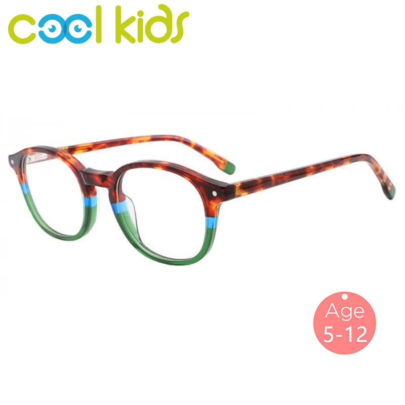 

COOL KIDS Glasses Frames Oval Acetate Eyeglasses Frames for Children Tortoise Blue Light Glasses for Kid Eyeglasses Prescription