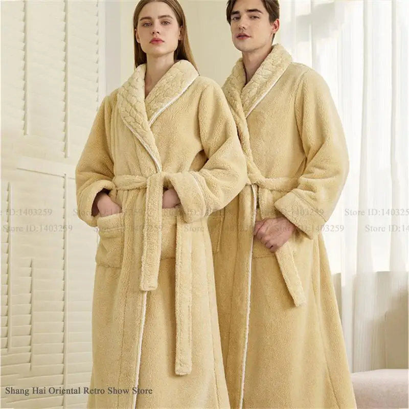Jesień zima zagęścić szata mężczyźni Kimono szlafrok koszula nocna ciepłe flanelowe męskie bielizna nocna intymna bielizna Plus rozmiar Homewear