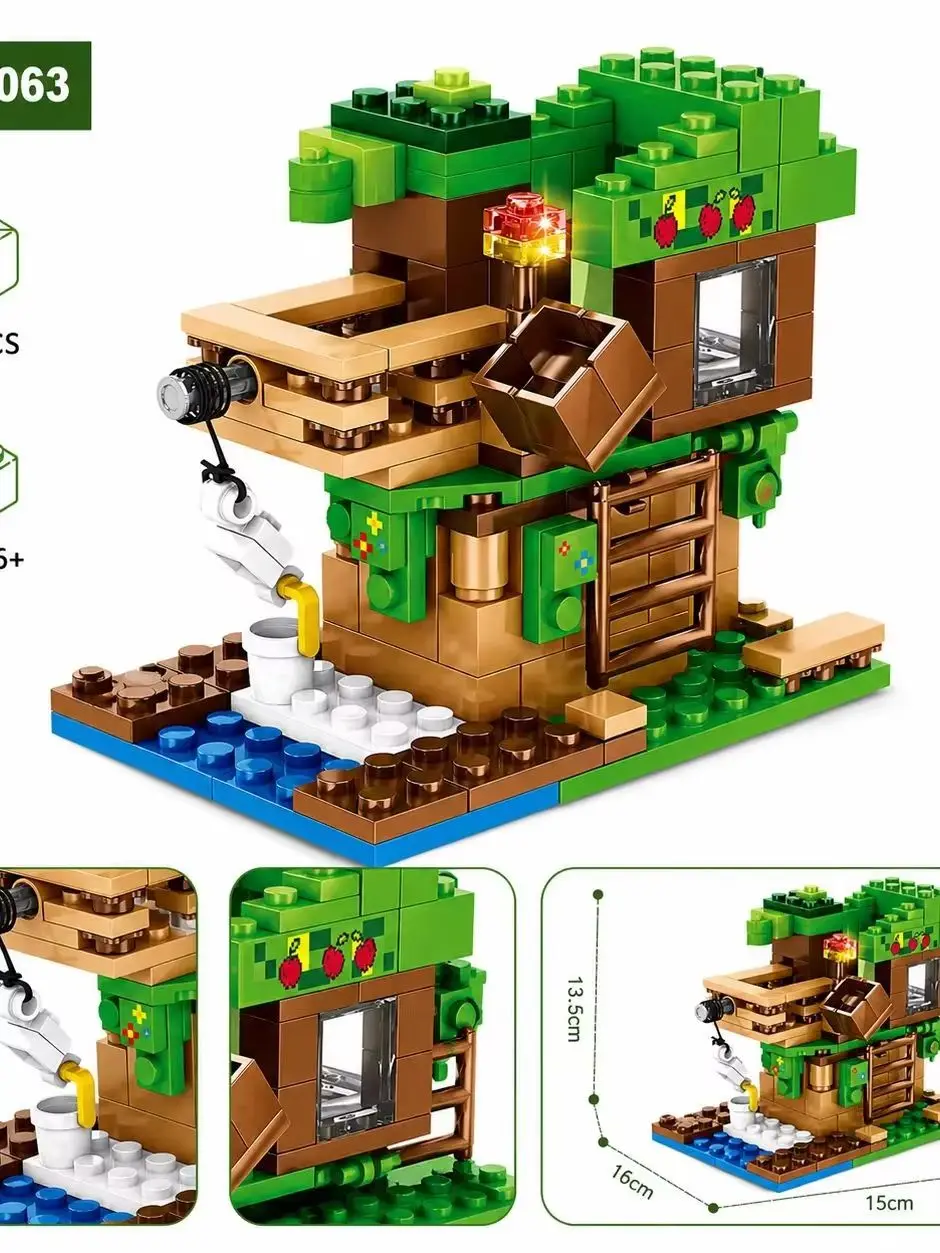 Zestaw klocków do budowania Block World z jaskinią z pułapkami i figurkami, kreatywna zabawka konstrukcyjna STEM, prezent dla chłopców — 2