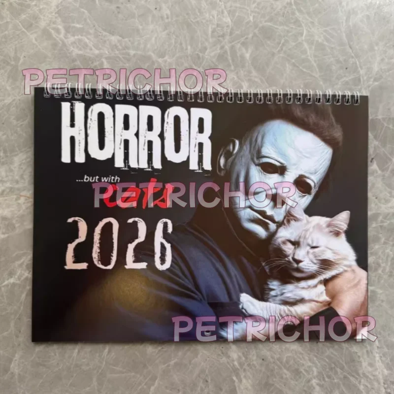 متوفر في المخزون الرعب والقطط 2026 تقويم الحائط 2026 تقويم رعب القط هدايا السنة الجديدة #2