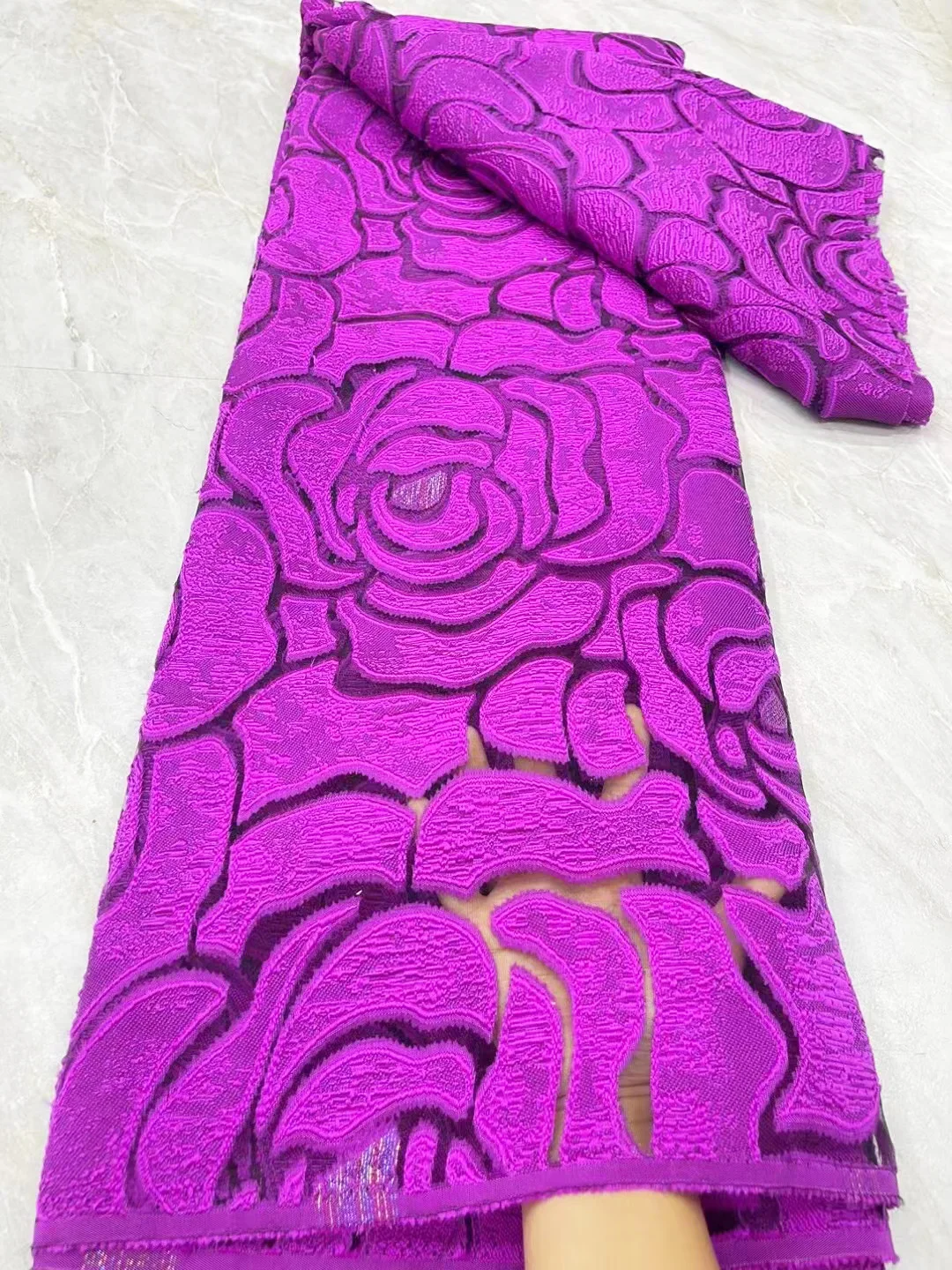 5 ياردة قماش دانتيل جاكار أبيض مادة بروكيد لخياطة فستان الحفلة الراقصة أزياء تنورة منفوشة #4