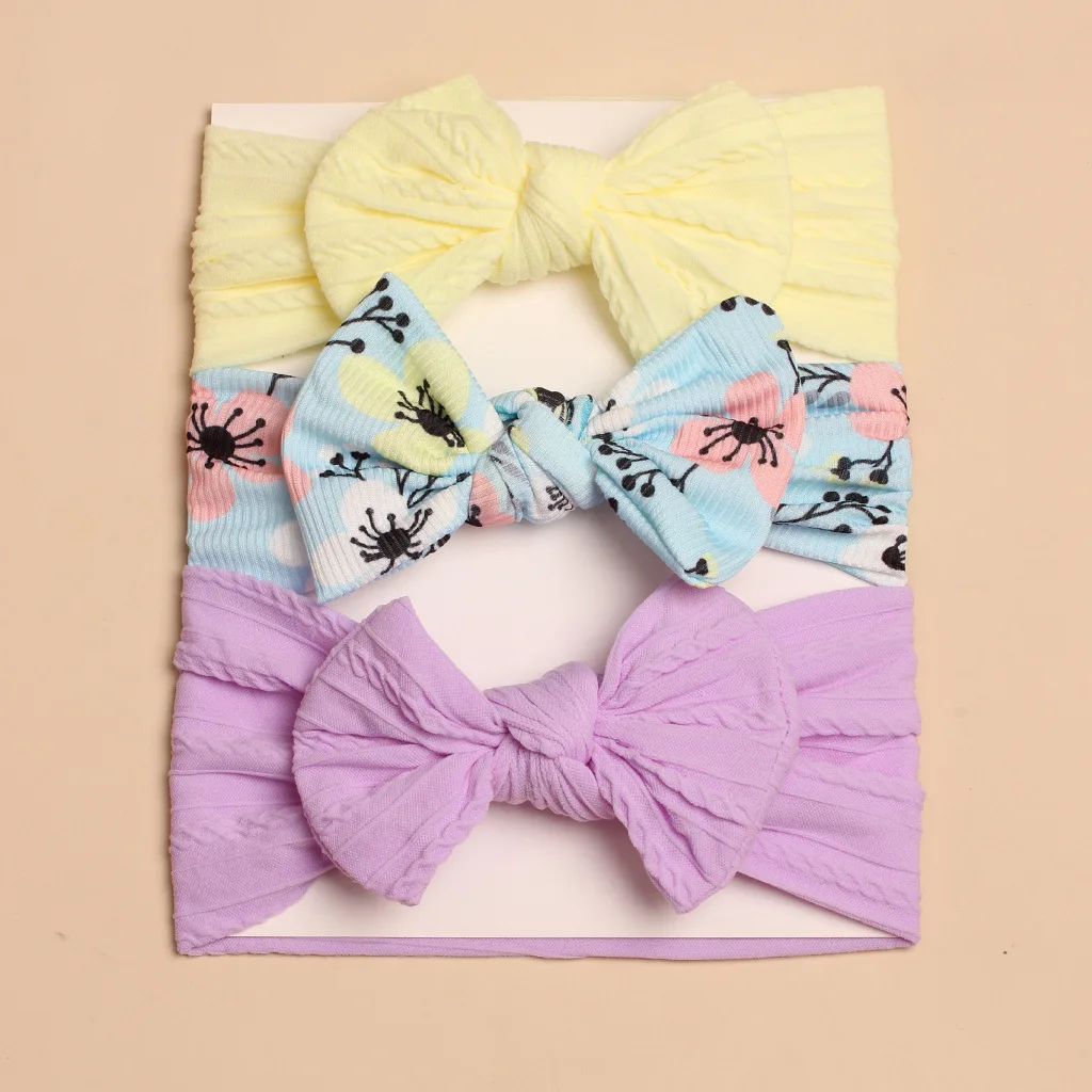 3 Sets of Children\'s Summer Candy Colored Headscarves Nylon Baby Elastic Headbands Girl Headwear and Hair Accessories Gifts