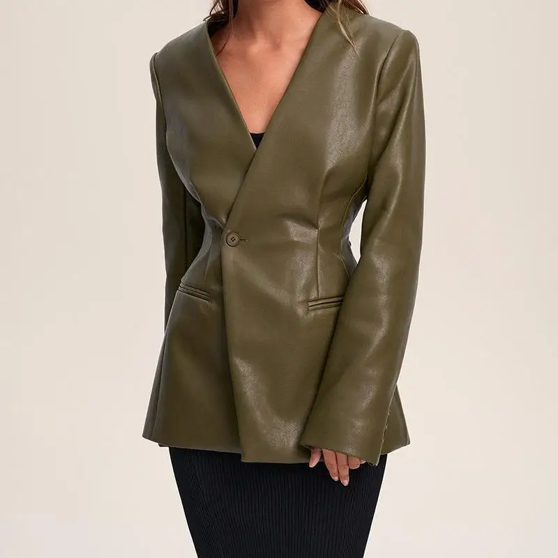 een Abito slim fit Jaet Cappotto in pelle Faion V-Ne da donna Autunno Inverno Sli Capispalla Briti Sle Long Sve