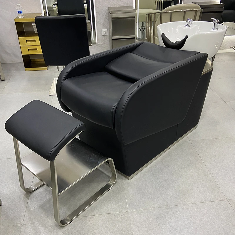 

Barber shop semi-reclining shampoo bed hair salon special ceramic deep basin flushing bed beauty salon tide shop Thai massage be