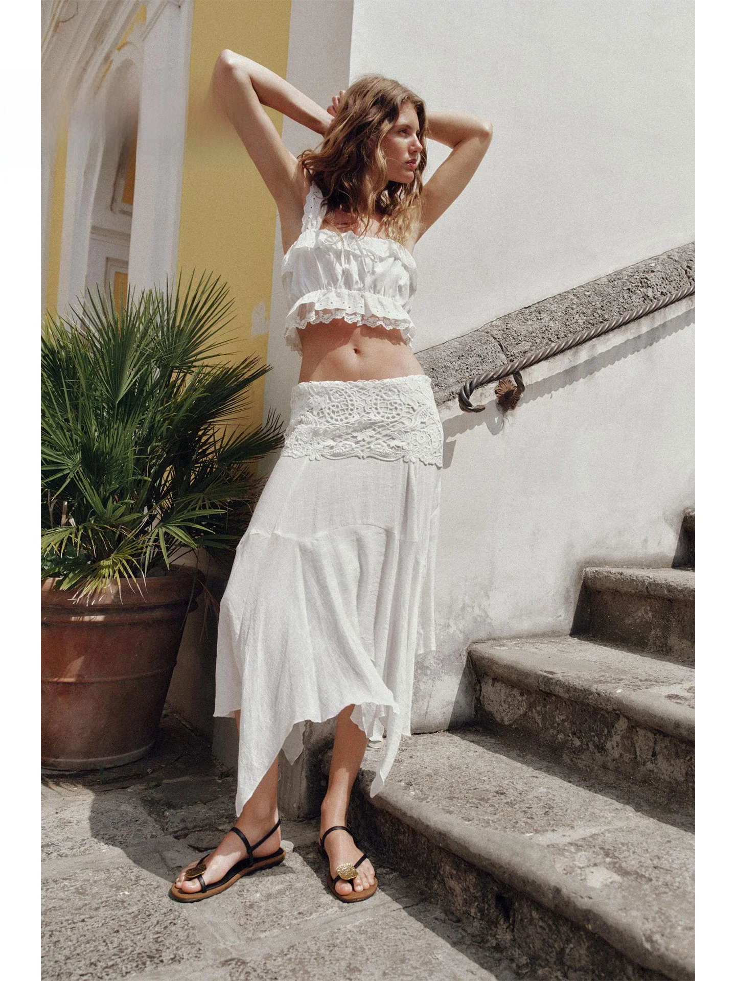 

Gentle Fairy Wind Lace Splicing Asymmetrical Half Skirt 2026 Summer New Style Women's mid Waist Other Material Blend Skirt