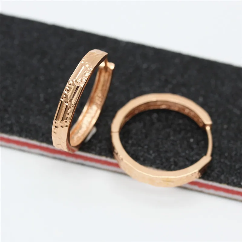 Classics 585 Purple Gold Shining Fashion Hoop earings Plated 14K Rose Gold Simple earrings for women Party Jewelry gift