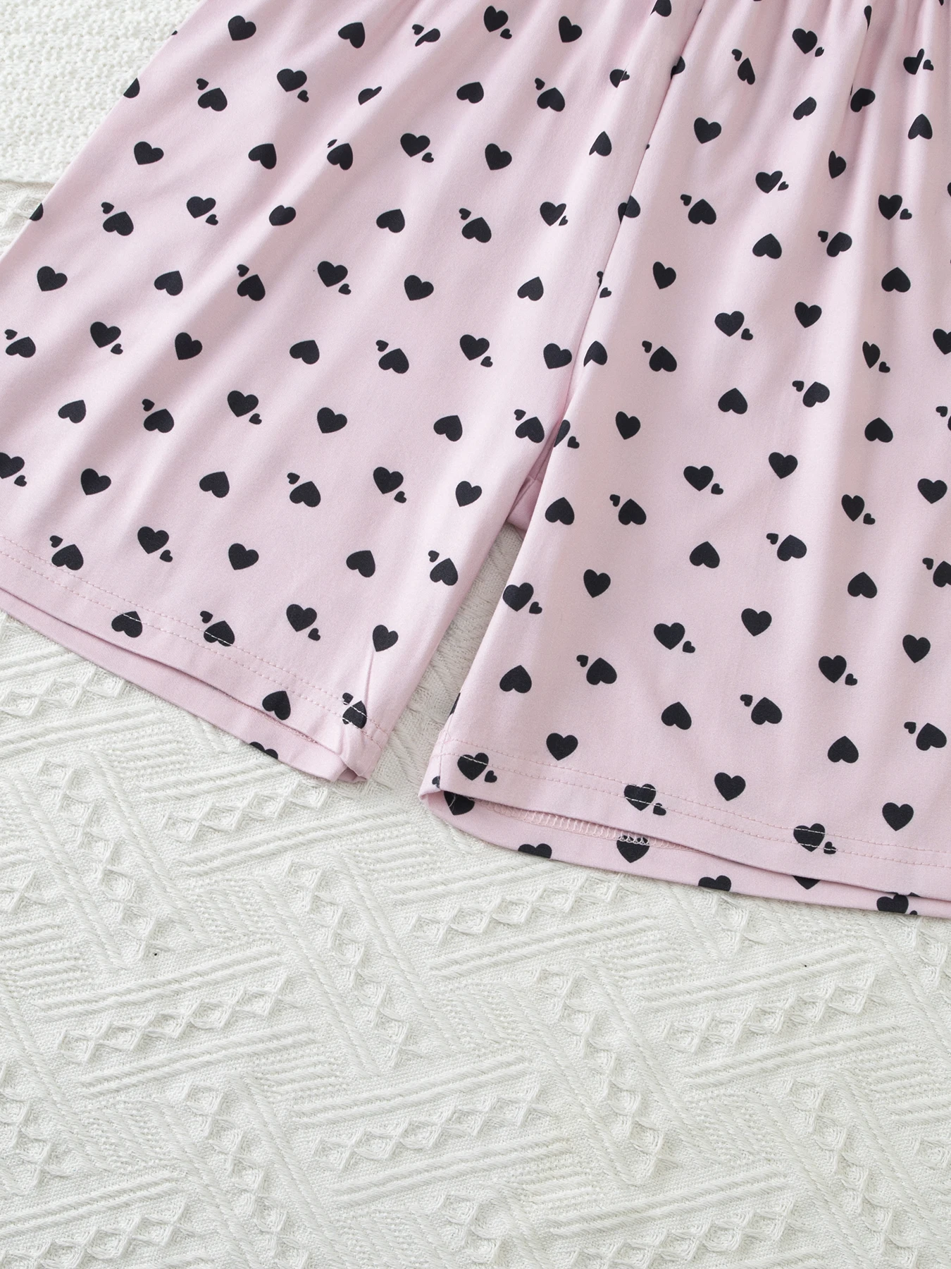 2-teiliges Set aus süßen und niedlichen Kurzarm-Shorts für Teenager-Mädchen, lässiges und vielseitiges Schlafanzug-Set für Mädchen in der Mittelstufe – Detail 17