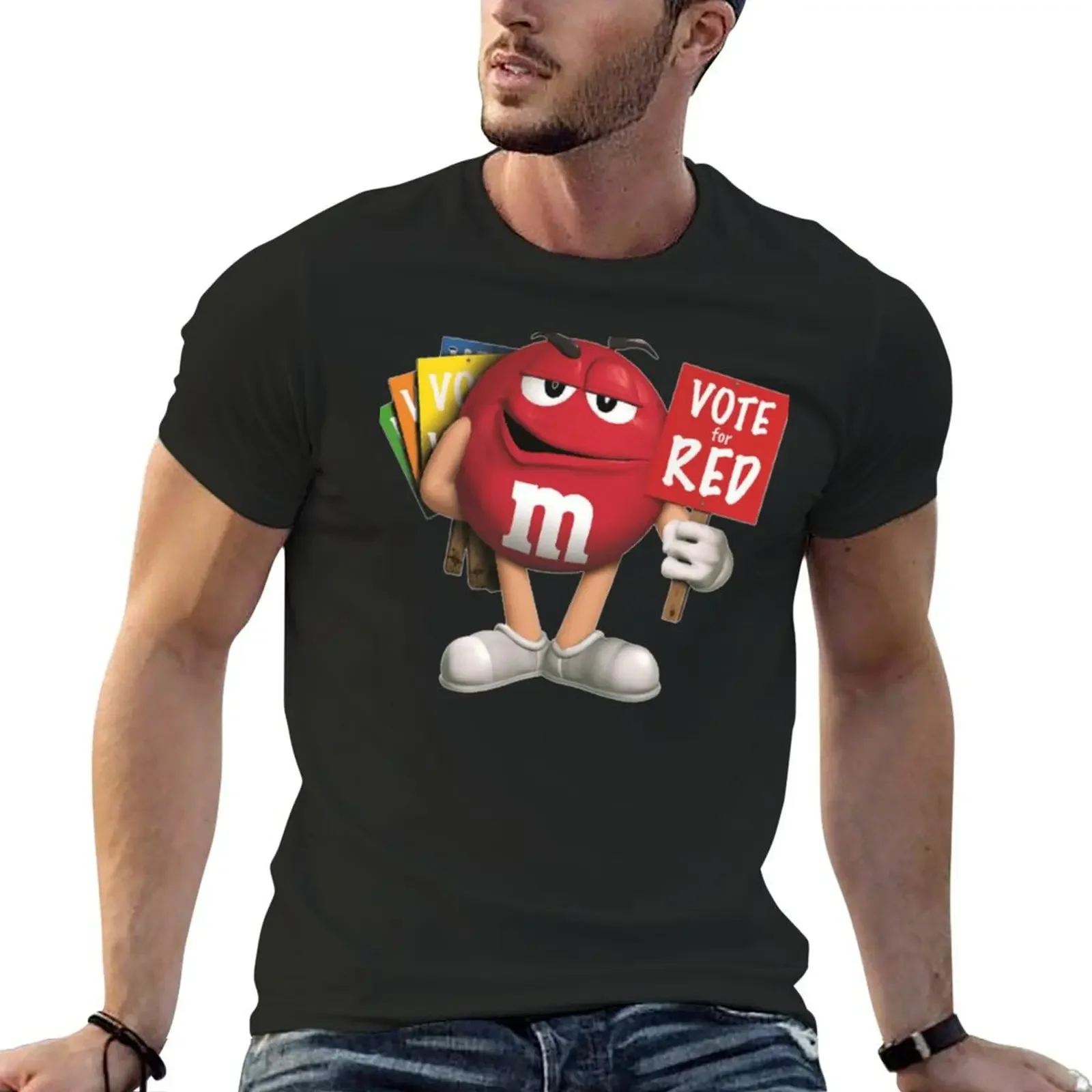 

M_amp_M’s red vote for red T-Shirt shirts graphic tees tees oversized t shirts for men