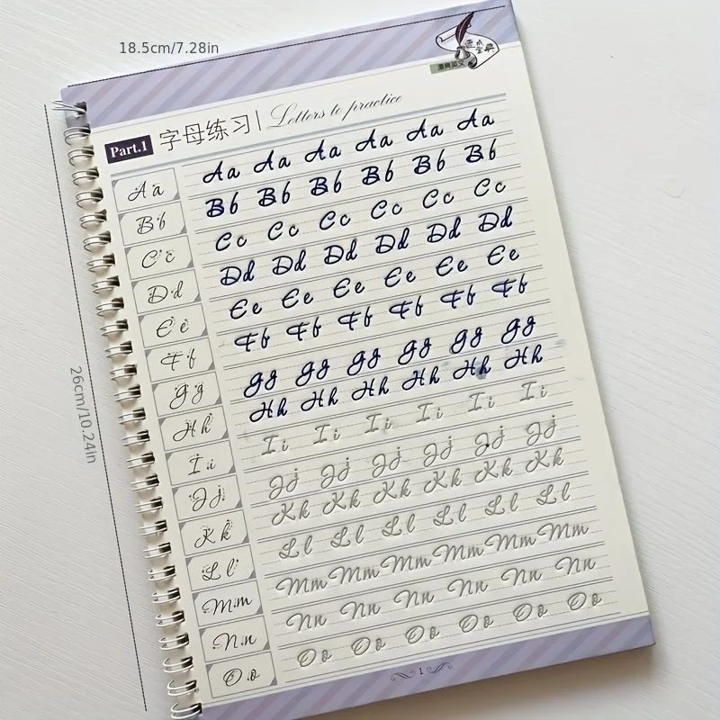Reusable Italic Script Practice Copybook - English Alphabet & Calligraphy Handwriting Book