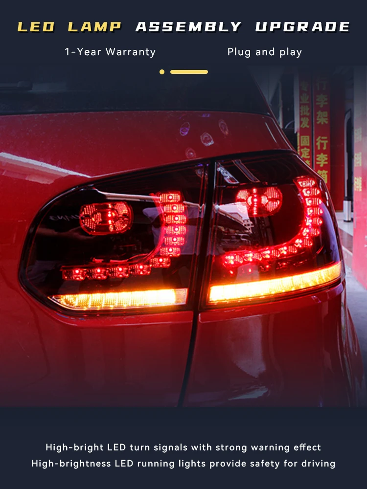 Tail Lights For Volkswagen VW Golf 6 2010 2011 2012 Modified LED DRL Dynamic Brake Turn Signal Taillight Rear Lamp Accessories