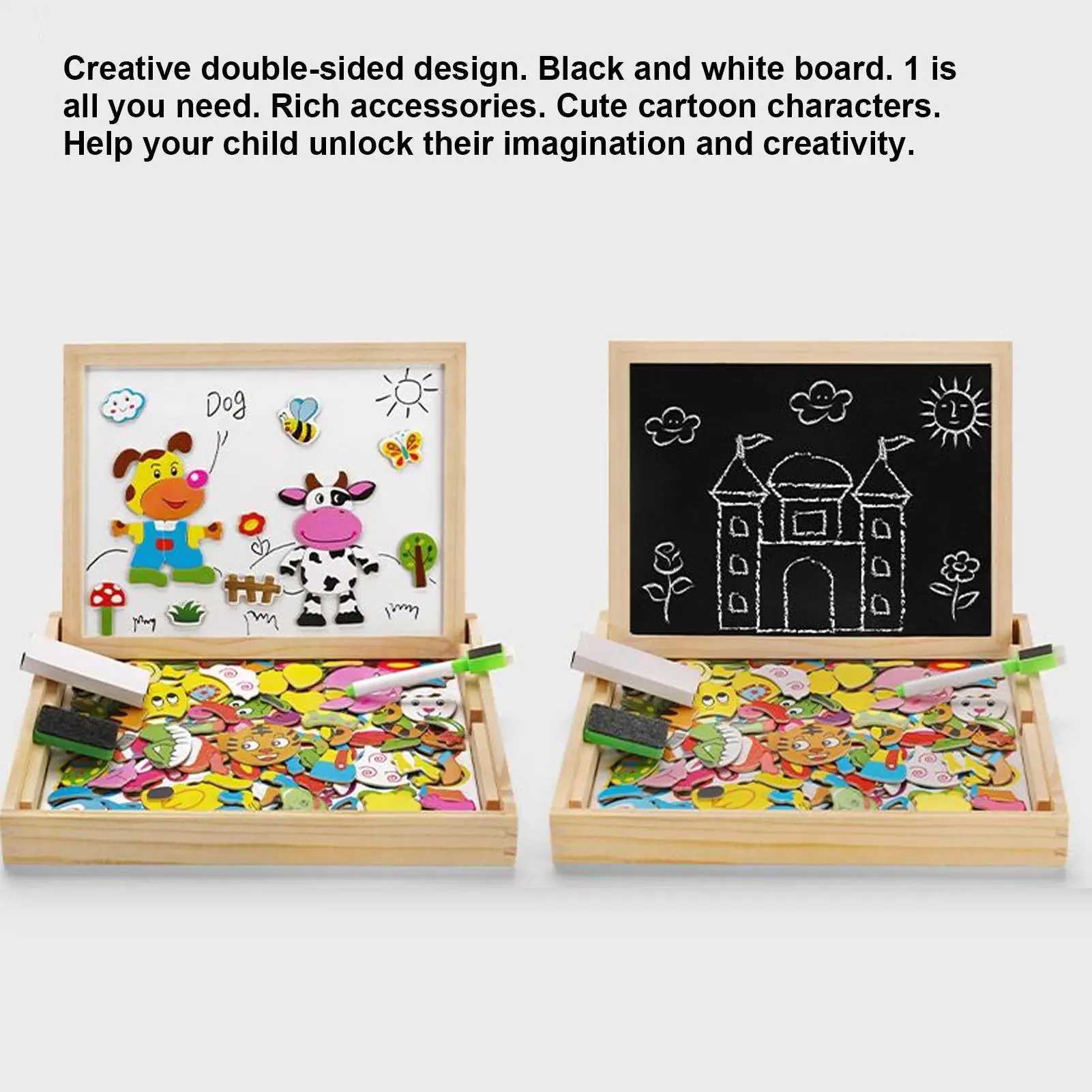 Kids Magnetic Board Wooden Kids Board Educational Toy Drawing Game For Learning Tool Preschool Classroom School Boys Baby
