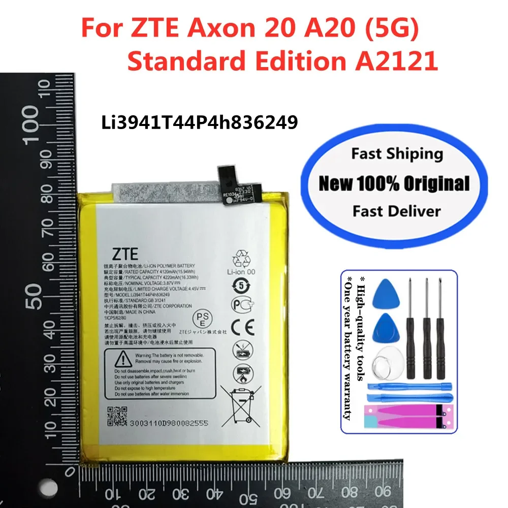 New 100% Original 4220mAh Li3941T44P4h836249 Battery For ZTE Axon 20 A20 5G Standard Edition A2121 Phone