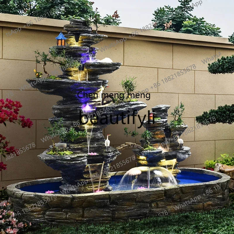 

D178 flowing water fountain water feature, living room indoor feng shui wheel ornament landing, fish pond landscaping view