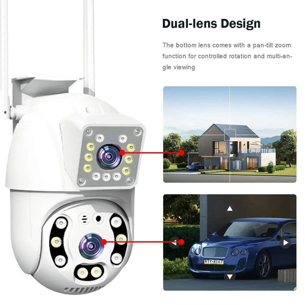 

4MP 2K IP WIFI Dual lens Detection Camera Night Vision Dual screens Outdoor Surveillance Security Protection 360° Video Camera