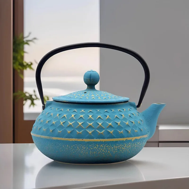 Portable home tea pot set Charcoal stove tea pot Colours cast iron kung fu teapot Cast iron tea kettle infuser with filter