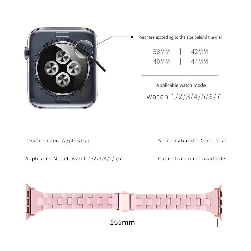 Resin Slim link strap for apple watch bands 44mm 40mm 41mm/45mm 38mm-45 mm bracelet iwatch series 9 8 7 6 5 4 3 SE Ultra 2 49mm