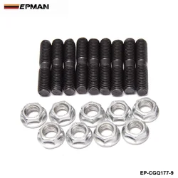 9 x Turbo Studs +Lock Nut For Nissan S13 S14 S15 SR20 CA18 T2 T25 T28 Turbocharge EP-CGQ178