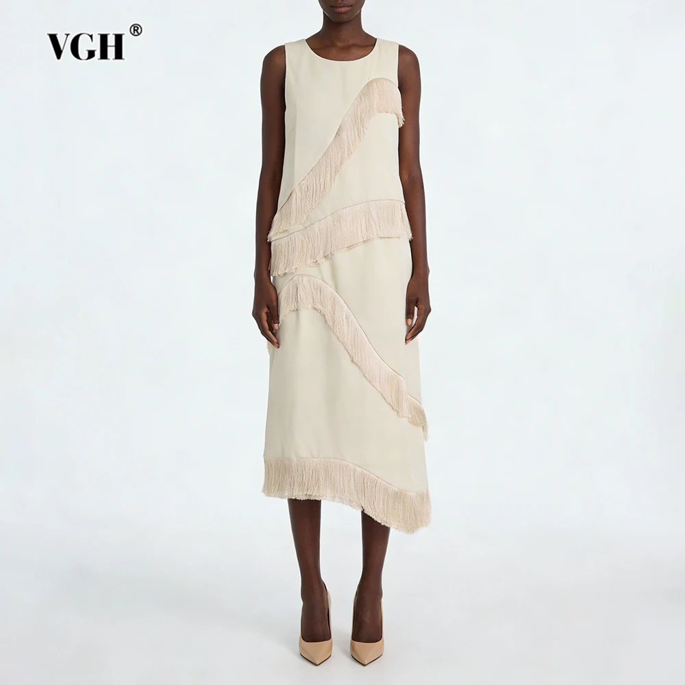 

VGH Solid Elegant Loose Confortable Two Piece Sets For Women Round Neck Long Sleeve Top High Waist Skirt Casual Set Female New