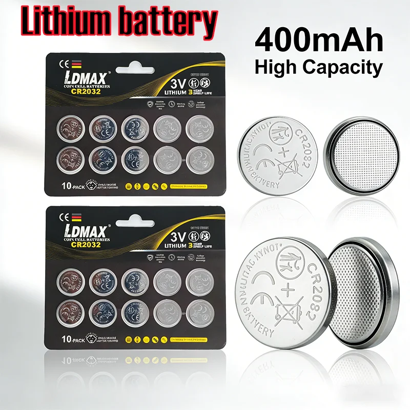 2026 جديد 3 فولت 200 مللي أمبير CR2032 بطارية ليثيوم CR 2032 DL2032 ECR2032 لمشاهدة لعبة آلة حاسبة مفتاح السيارة خلايا زر التحكم عن بعد