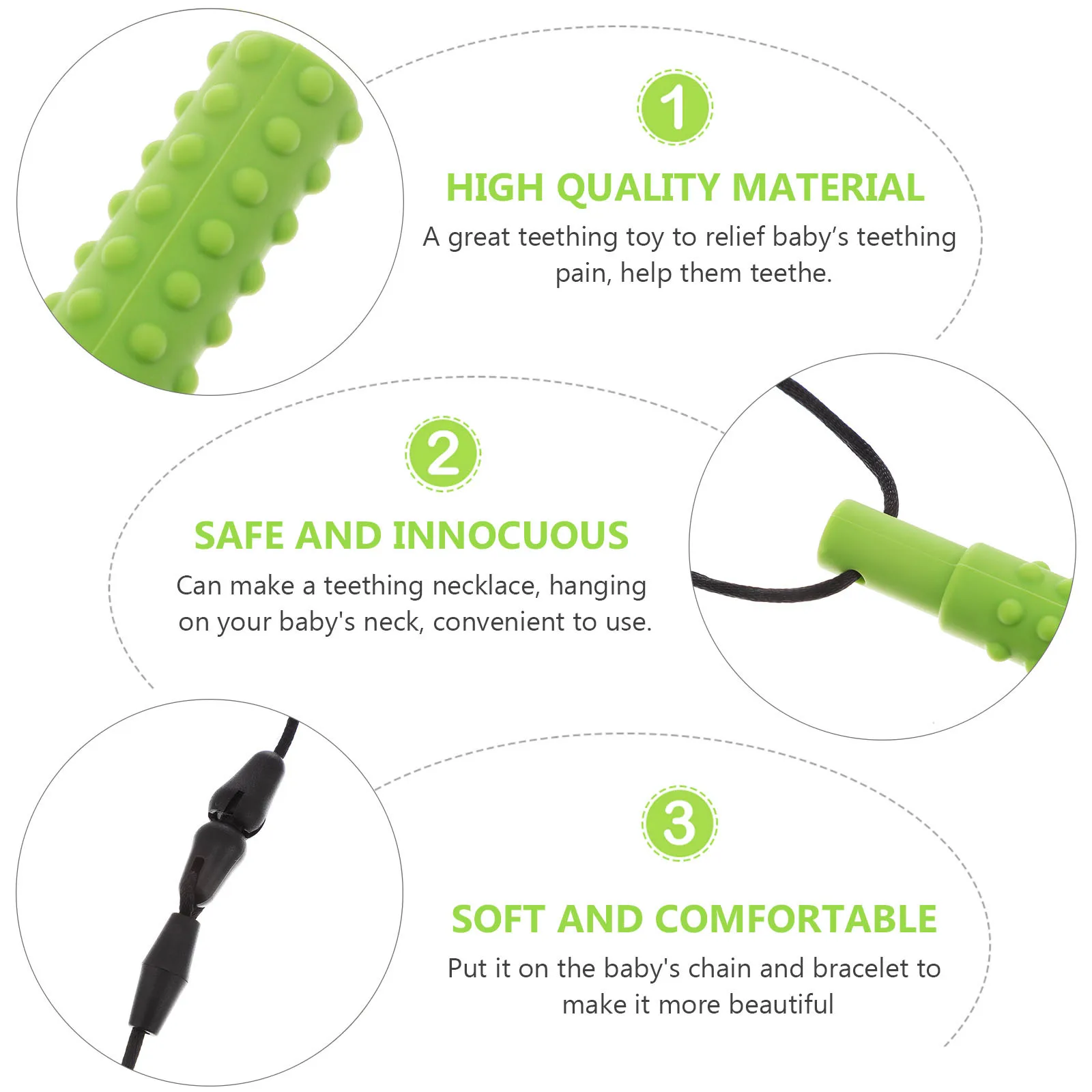 3pcs Children Chewable Silicone Necklace Baby Teething For Sore Gums Relief Infant Chewing Nursing Gift Toddler Teether