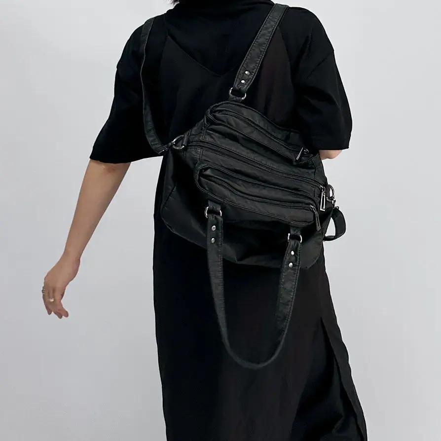 

Сумка через плечо из мягкой кожи с талией в стиле ретро, большая сумка Capaci с одним ремешком, крутая уличная сумка для всех сезонов