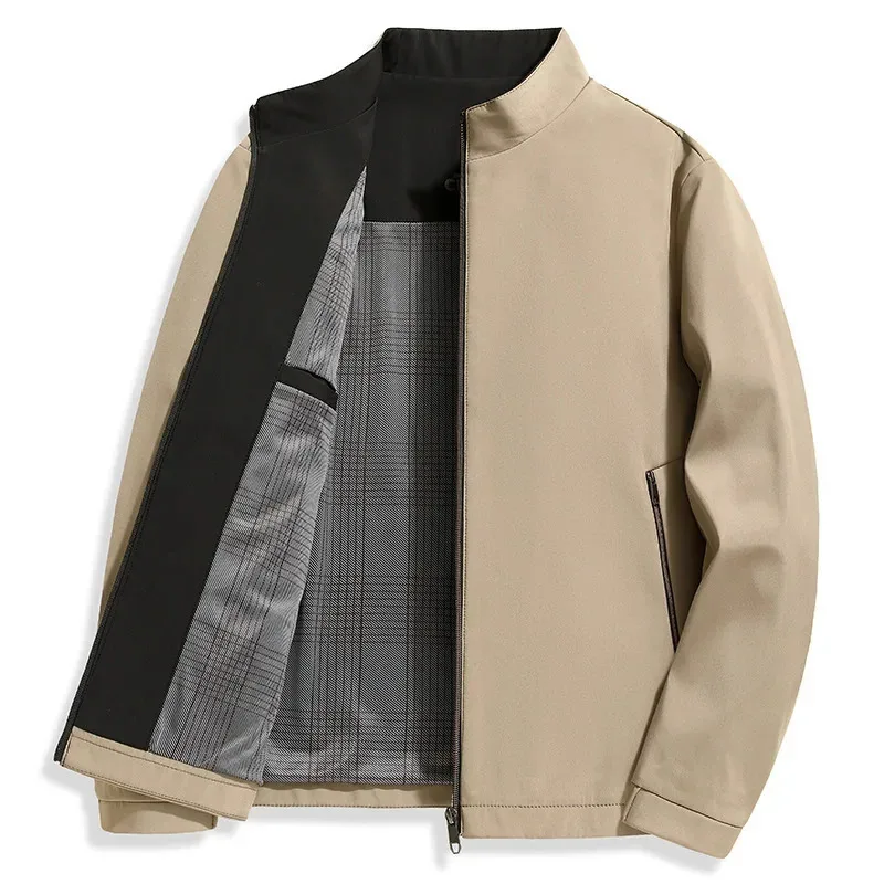 

Business Casual Zipper Collar Jacket for Men New Autumn Style Dad Coat Thin Summer Material Suitable for Casual Scenarios