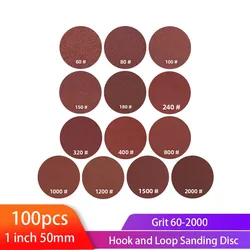 1inch 25mm Sanding Discs 60-2000 Grit Hook and Loop Sand Paper Round Sandpaper Disk Abrasive Polishing Tool for Polishing Wood