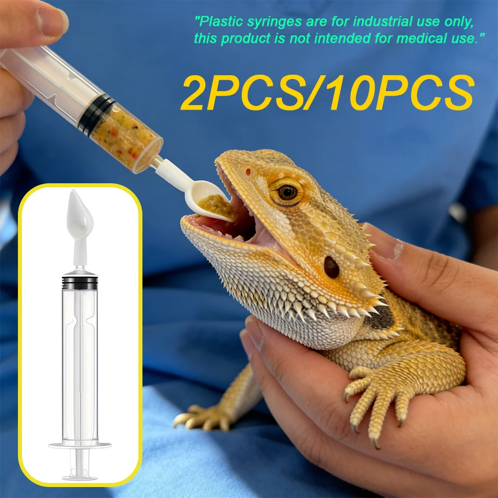 Jeringa para alimentar reptiles con cabezal de cuchara, alimentador especial para lagartos, adecuado para dieta líquida, pasta nutritiva, solución de recuperación, puré de frutas, pasta de insectos, leche en polvo, alimento, suplemento nutricional durante la recuperación, herramienta para alimentar mascotas