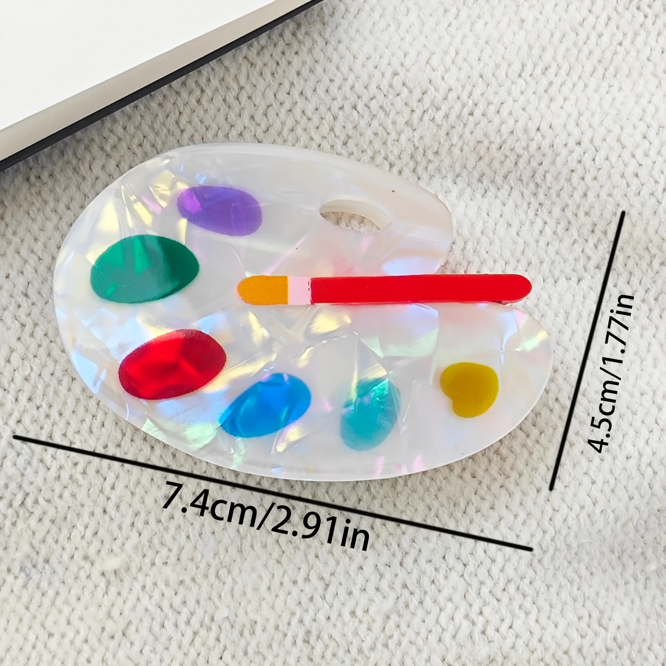 Fröhliche Haarspangen in verschiedenen Farben, Haarspangen aus Acetatfaser, künstlerische Haarspangen im Stil eines Malers, Haaraccessoires für Lehrer. – Detail 5