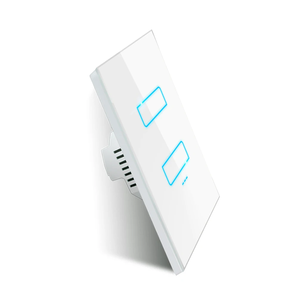 Zigbee Smart Home Touch Screen Light Switch Australia Standard 2 Gang 1way Led Switch Wifi Smart Phone App Remote