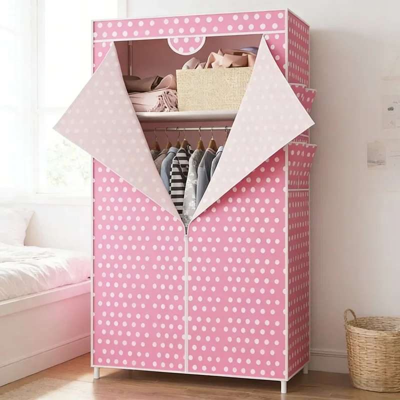 Dormitory Hanging Wardrobe Steel Pipe Reinforcement Thickening Economical Simple Cloth Wardrobe Storage Cabinet for Home Use