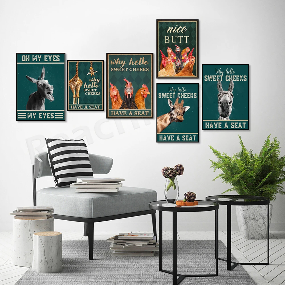 Why Hello Sweet Cheeks Has a Seat Poster, Giraffe, Chick Funny Doney Bathroom Decor, Oh My Eyes My Eyes Printable Poster,