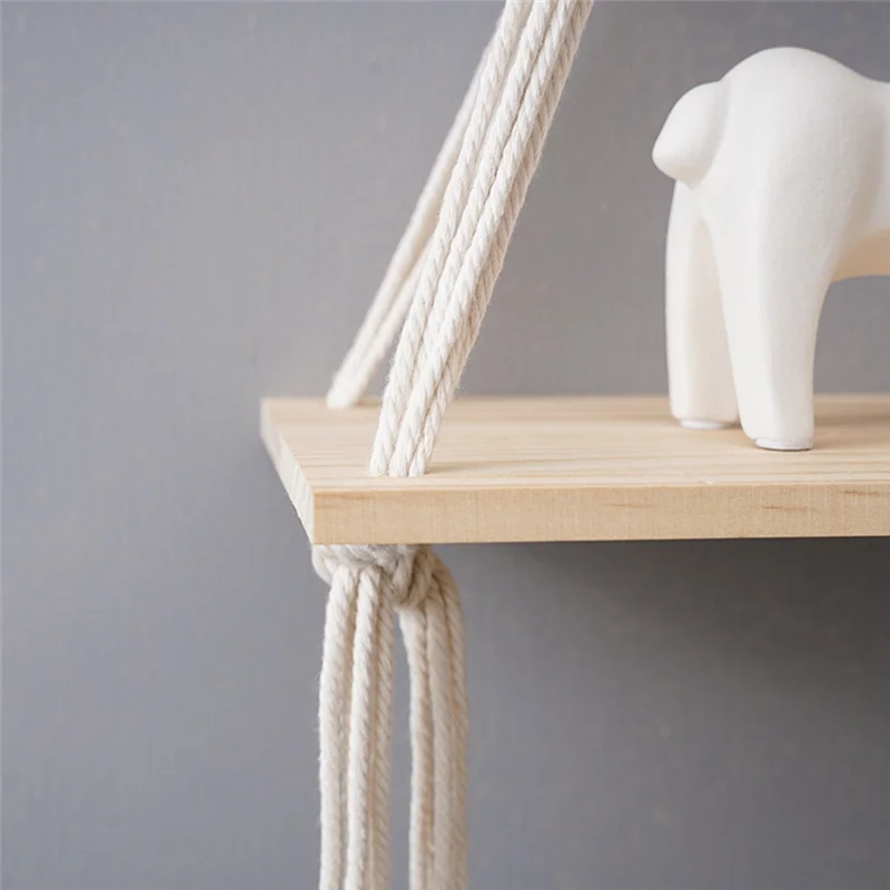 NEW-2PCS رف معلق بوهو اليدوية الجرف النباتات العائمة حبل رفوف حامل الزخرفية B