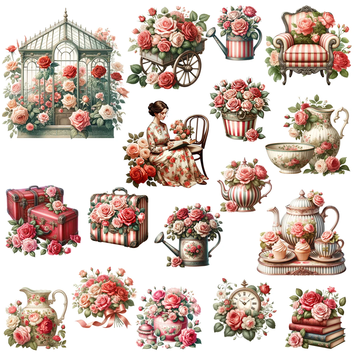 1 Set of Rose Fairy Series Stickers Fairy Book Stickers Decoration DIY Diary Album Greeting Cards Creative Decoration Stickers