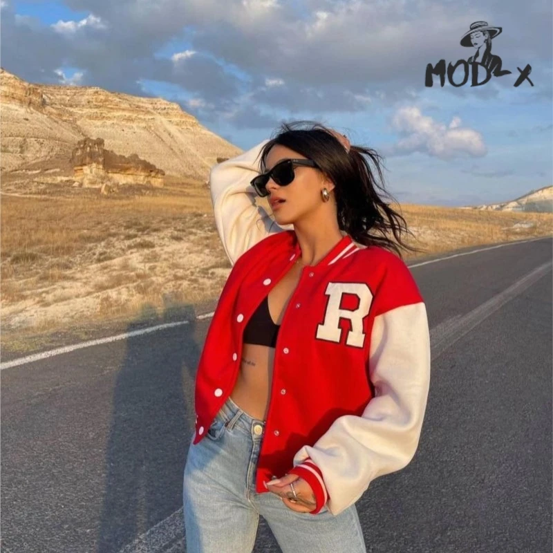 Modx 2024 europa und die vereinigten staaten frauen lässig mode bedruckte hoodie dicke 100 top lang ärmel ige baseball uniform heiß neu