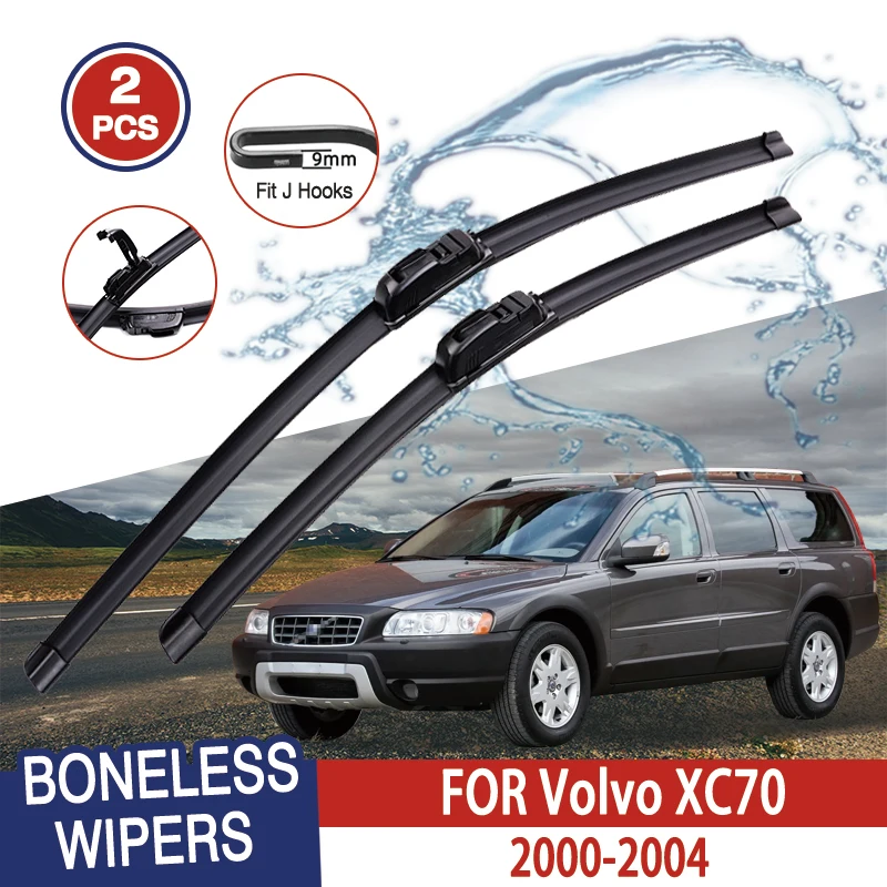 For Volvo XC70  2000-2004 Car Windshield Wiper U-type Soft Rubber Frameless Bracketless Car Wipers 24