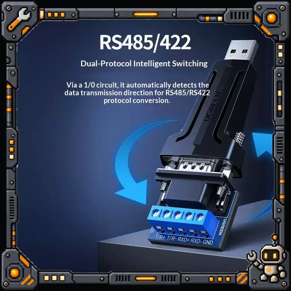 UGREEN CM345 USB 2.0 to RS485 RS422 Serial Port Converter Adapter Cable for Industrial Equipment