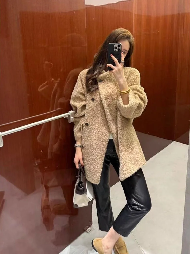 

MBNLF Snowstep High Density 100% Australian Merino Wool Lock Temperature Outerwear Casual Style Women's Short Coat