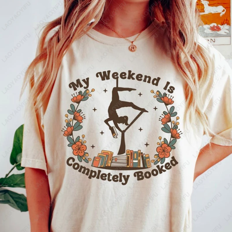 

Completely Booked Aerial Silks Adult Cotton Tshirts Book Lover Gift Aerialsilks Bookish Cottagecore O-neck Printed Women T-shirt