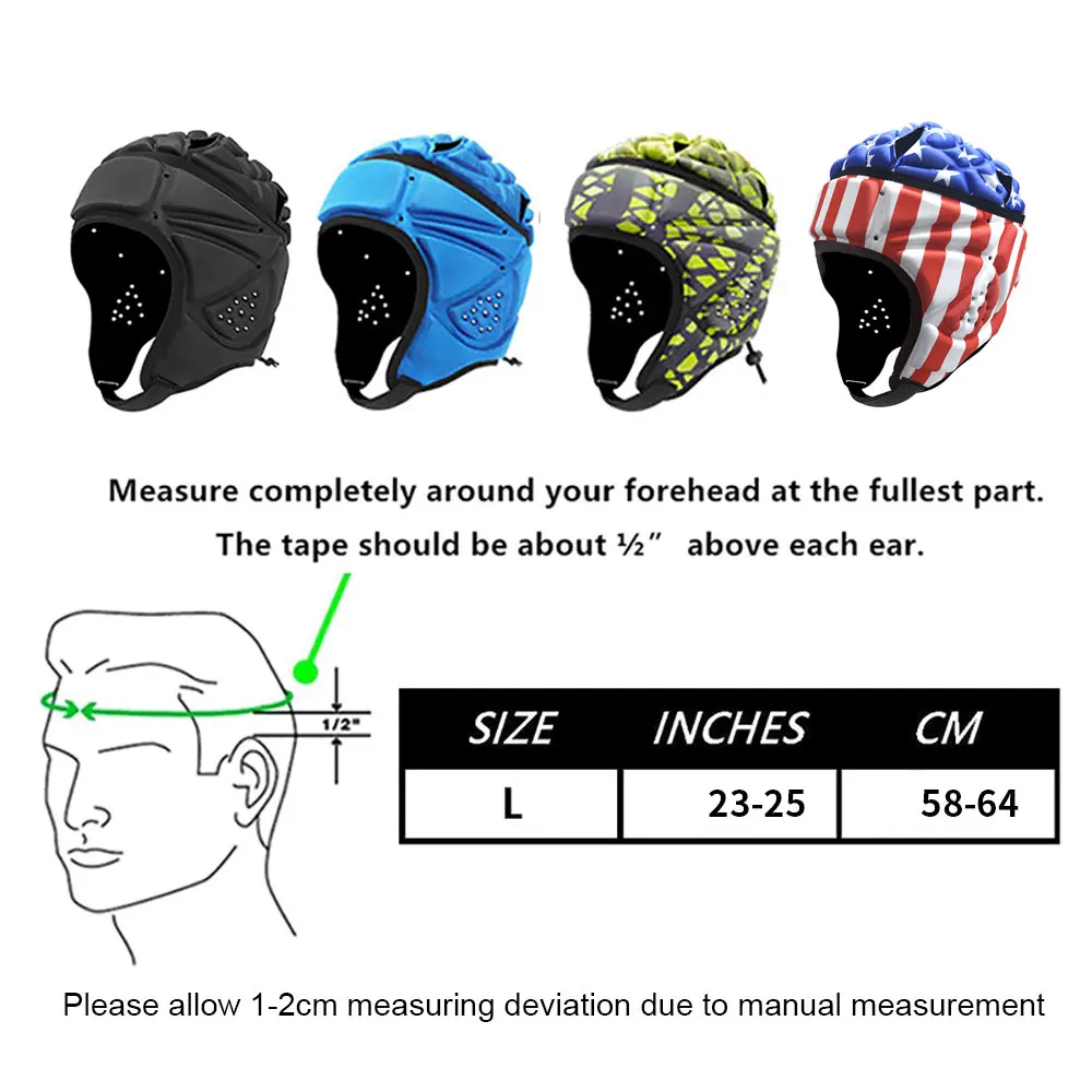 Heat Pro Helmet Soft Padded Headgear Rugby Flag Football Youth and Adult 7v7 Soft Shell Epilepsy Head Fall Protection Scrum Cap