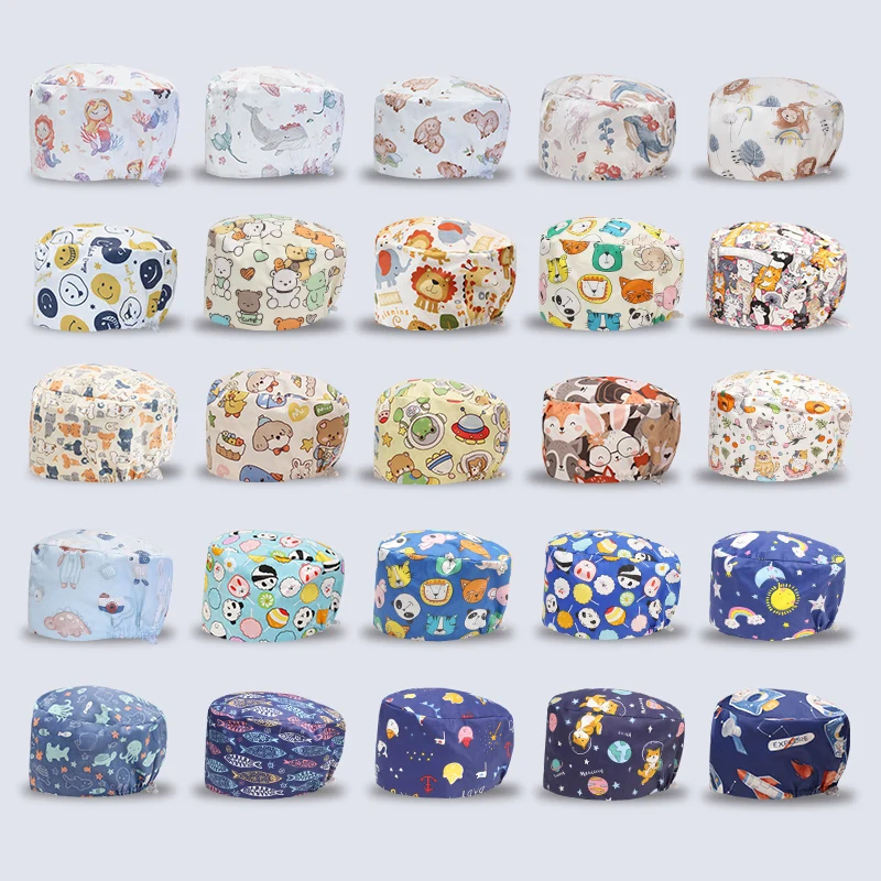 Chapéu cirúrgico médico de rabo de cavalo, cabelo longo, cordlock, enfermagem, bonés para mulheres, homens, 100% algodão, chef, cirurgião dentário, chapéus sanitários