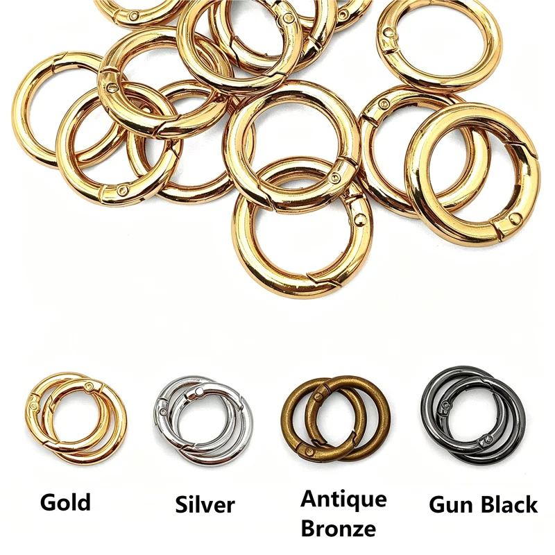 2pcs Metal O Ring Keyring Spring Buckles DIY Jewelry Openable Round Carabiner Keychain Clasp Bag Clips Snap Hook