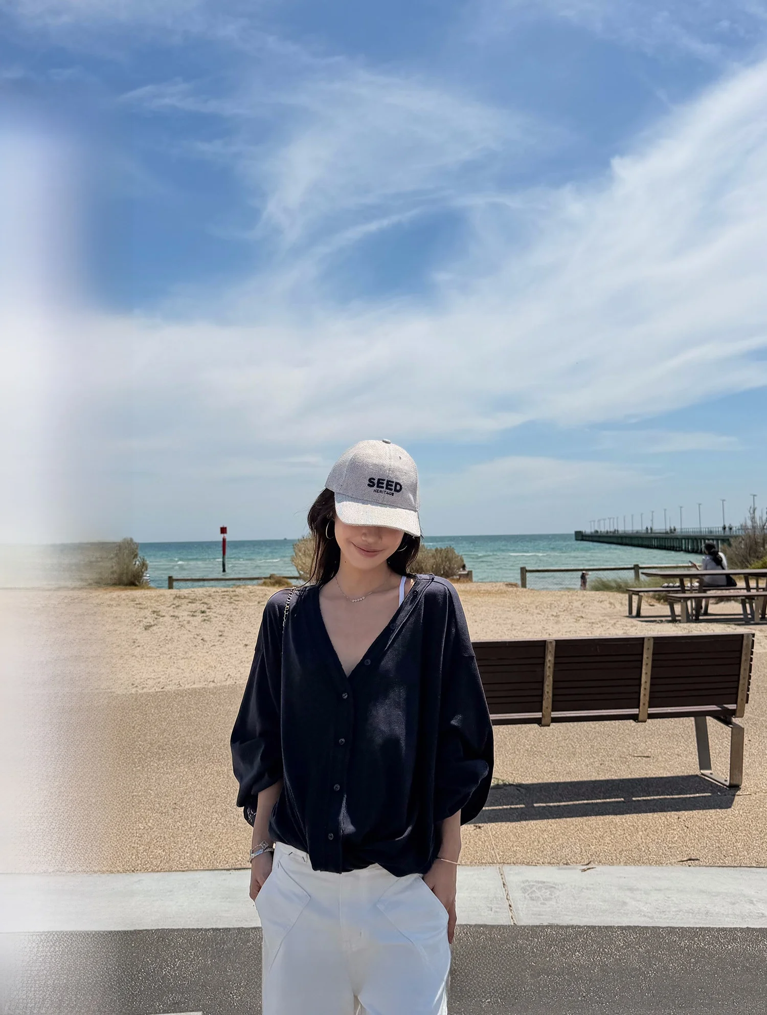 

Obliviate Women's Cotton V-ne T-irt Breathable Loose Fit Spring Summer Color Versatile Top Comfortable Sensation