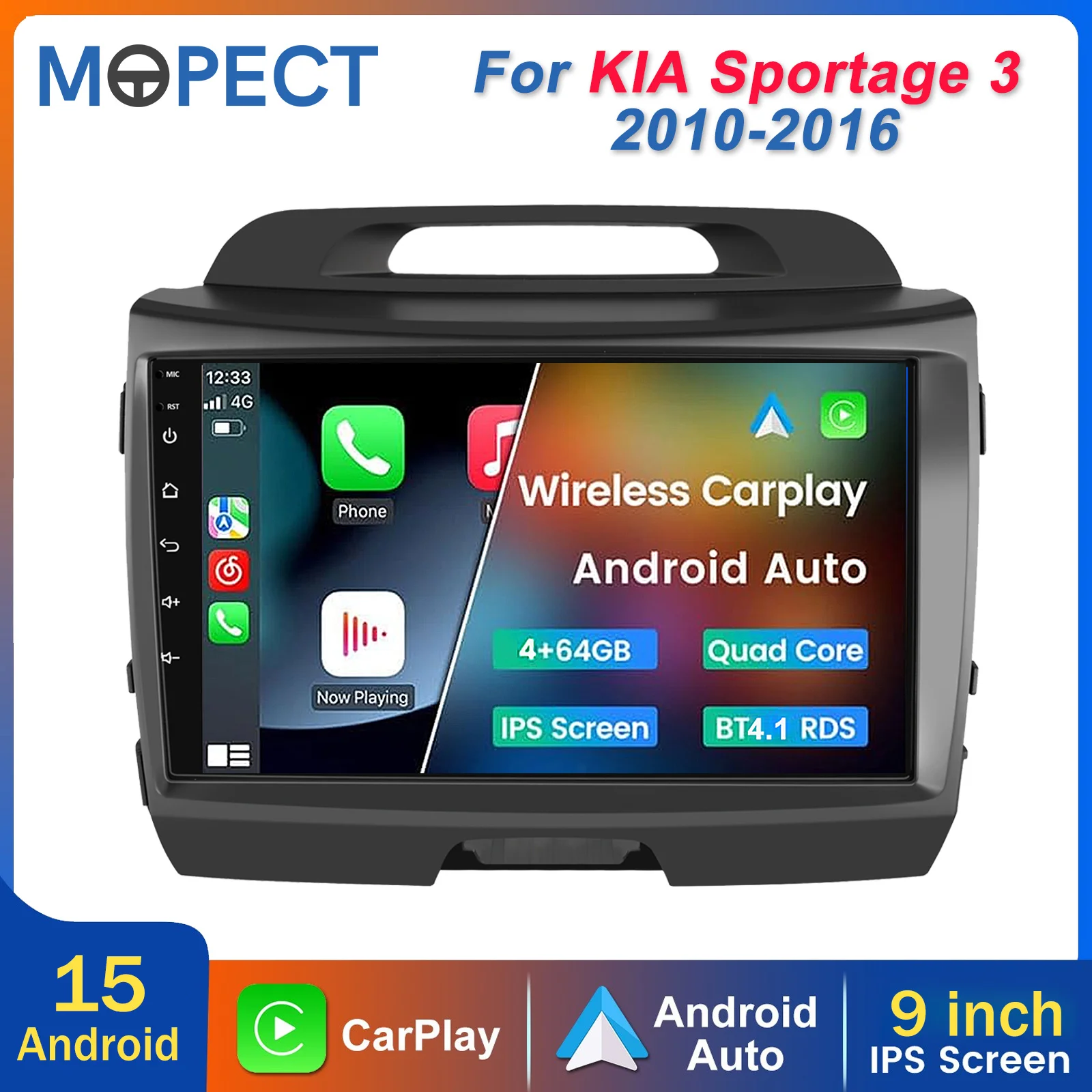 MOPECT Android15 Autoradio für Kia Sportage 3 2010 2011 2012-2016 Navigation GPS Multimedia-Videoplayer Stereo Kabelloses CarPlay