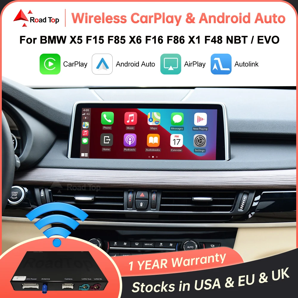 Wireless CarPlay for BMW NBT,EVO X5 F15 F85 X6 F16 F86 2014-2020 X1 F48 2016-2020 with Android Auto Mirror Link AirPlay Car Play